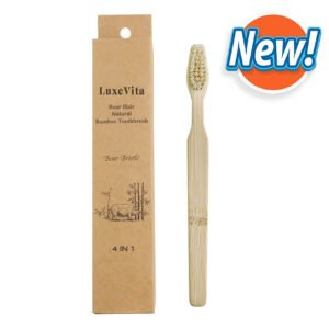 Luxe Vita Bamboo Toothbrush - Natural Boar Hair & 360° Cleaning（4pcs）