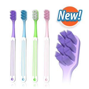 Triple-Line Comfort Toothbrush - 4 Pack Gentle Cleaning with Ergonomic Grip